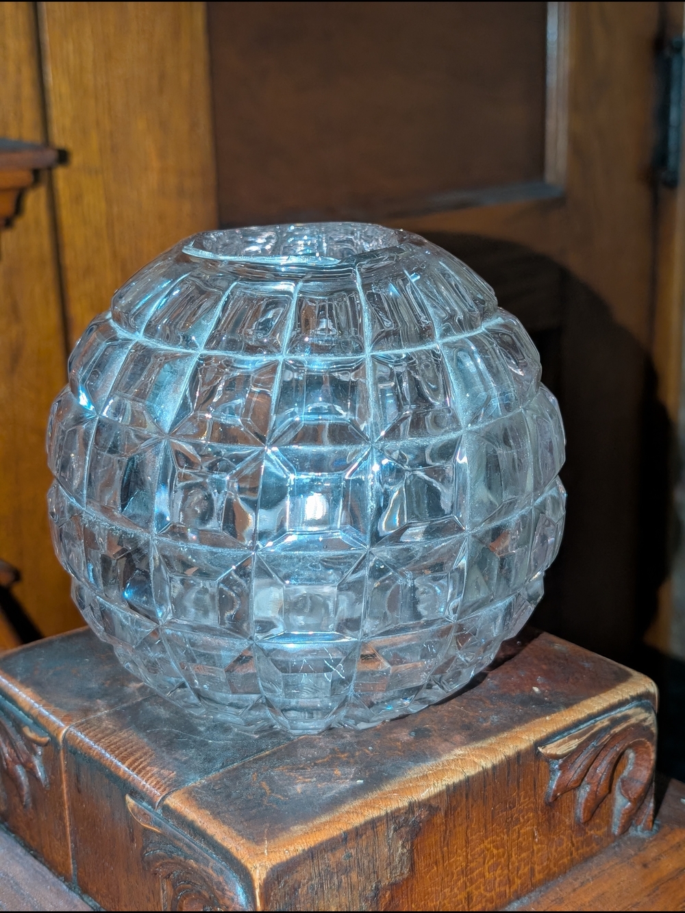 Late 1890s EAPG Duncan Miller Crystal Glass Antique BLOCK Pattern ROSE BOWL Vase